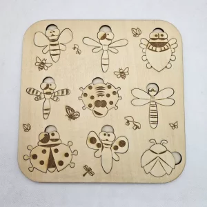 Puzzle ludique bois insectes volants